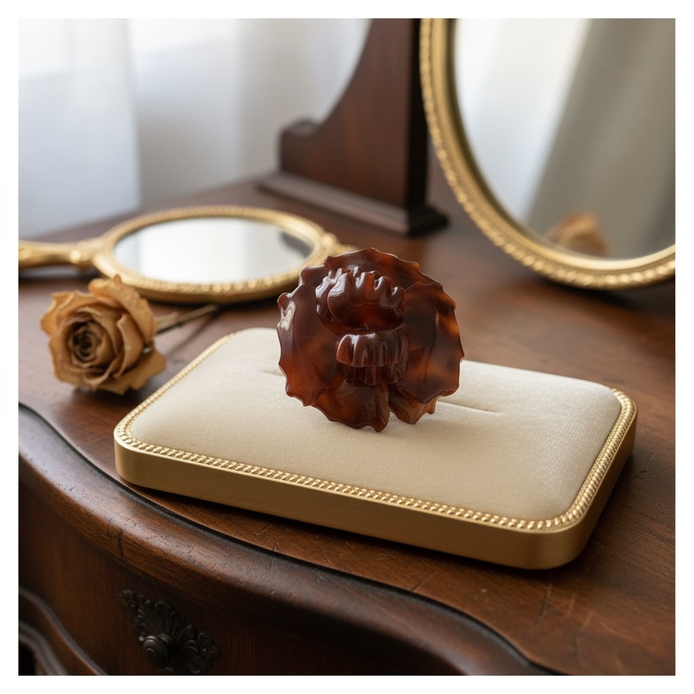 CHANEL Brown Floral Brooch